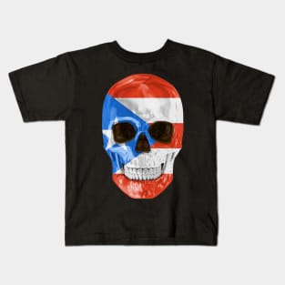 Puerto Rico Flag Skull - Gift for Puerto Rican With Roots From Puerto Rico Kids T-Shirt